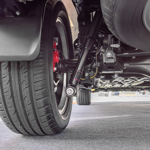 SUV car suspension and rear drive shaft