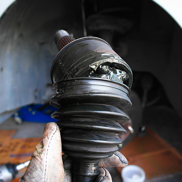 Close up of car CV joint or constant velocity joint damaged