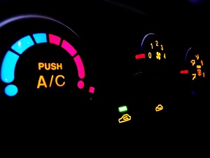 Illuminated car air conditioning and dashboard controls
