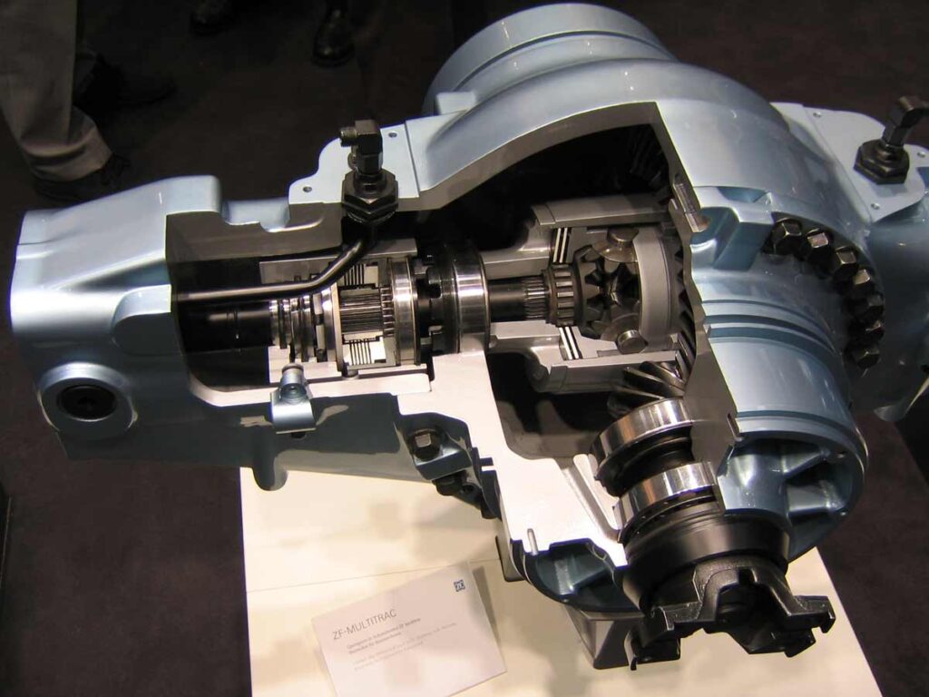 Cutaway view of a vehicle differential showing internal gears